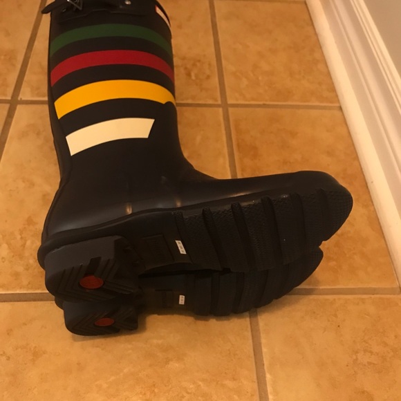 Brand new Hunter x HBC Stripes Tall Navy Boots - Picture 5 of 5